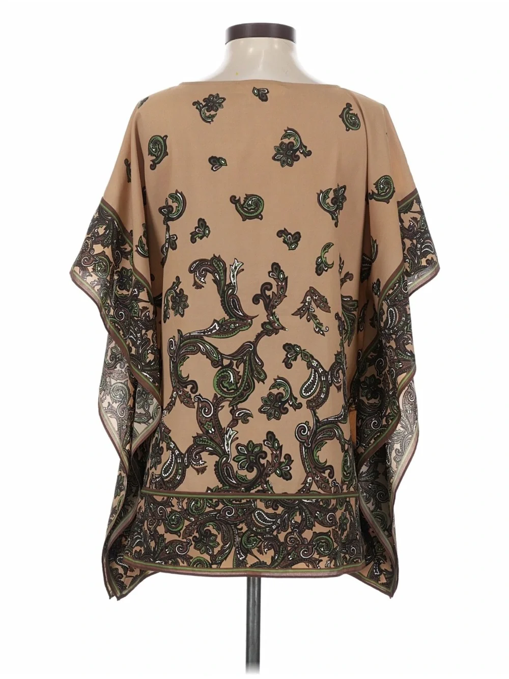 Michael Kors Paisley Poncho Tunic in Camel and Green